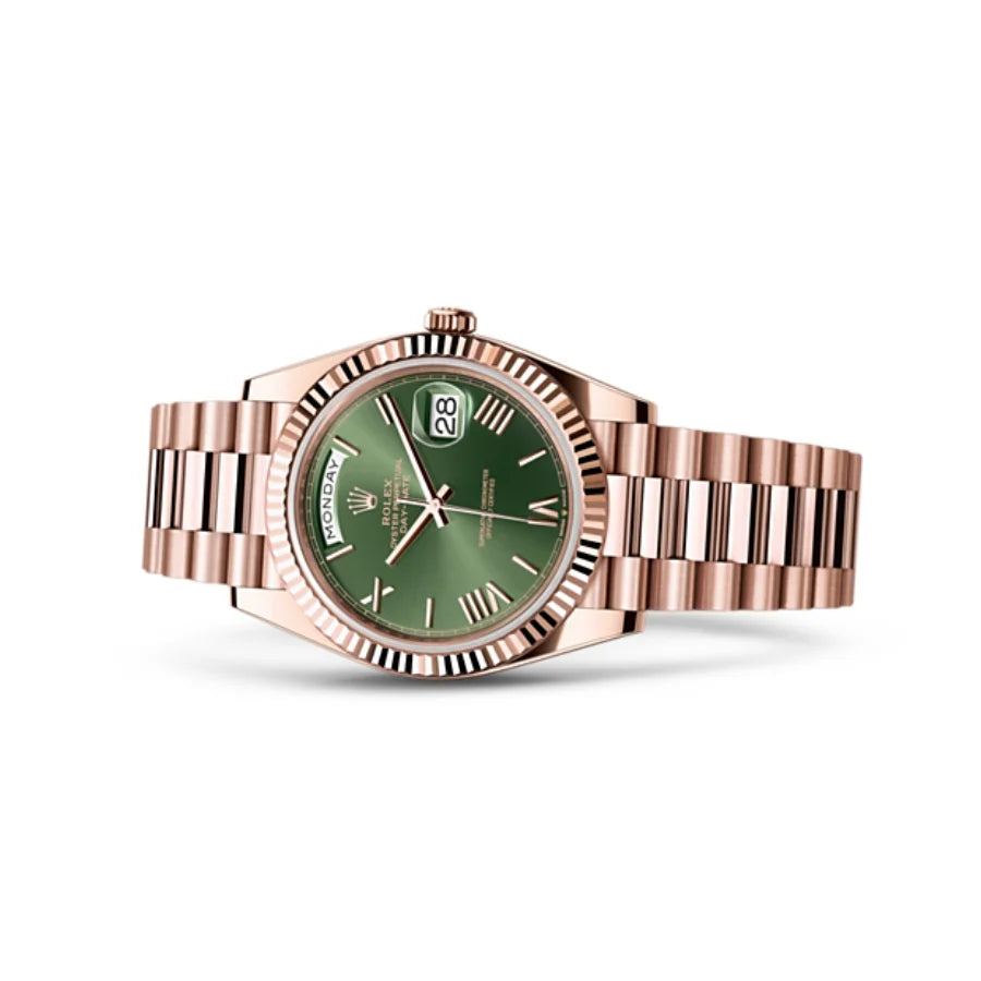 Rolex Day-Date 40MM 228235 Everose Green Roman Dial