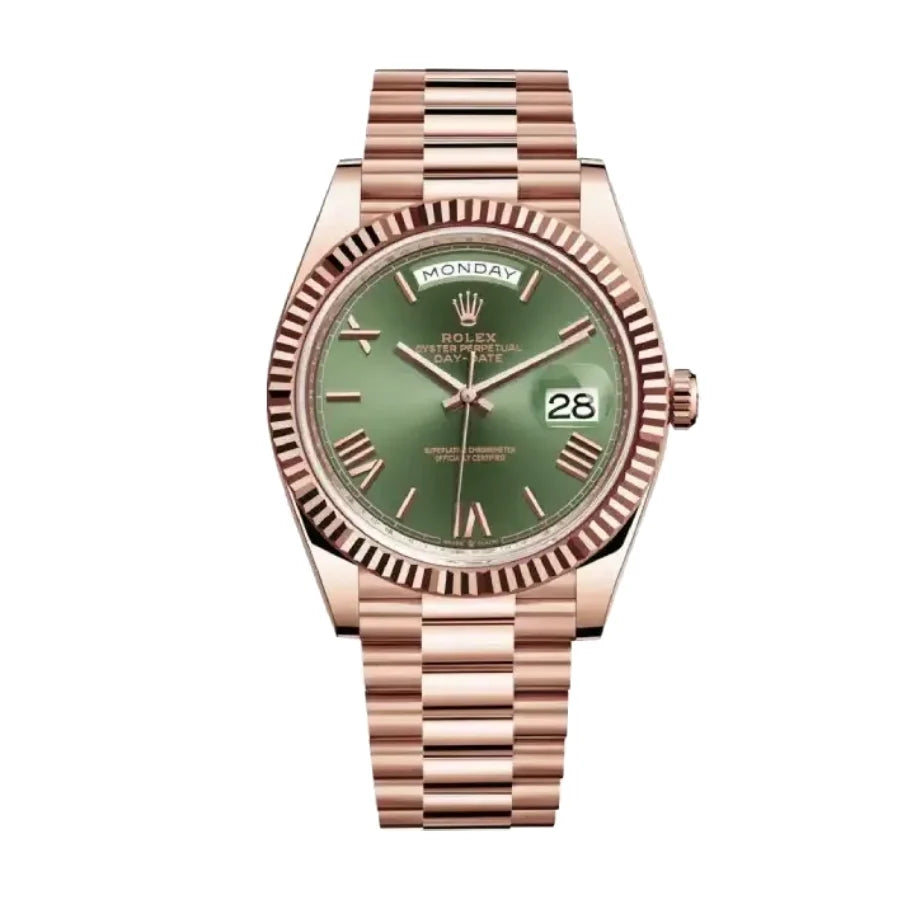 Rolex Day-Date 40MM 228235 Everose Green Roman Dial